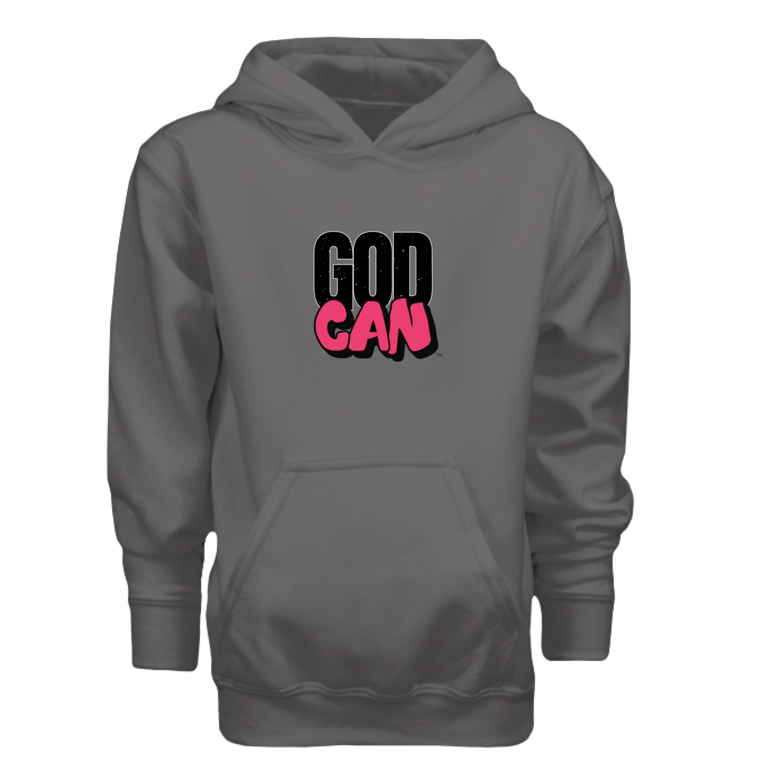 Signature GodCan Youth Hoodie Charcoal - FRONT