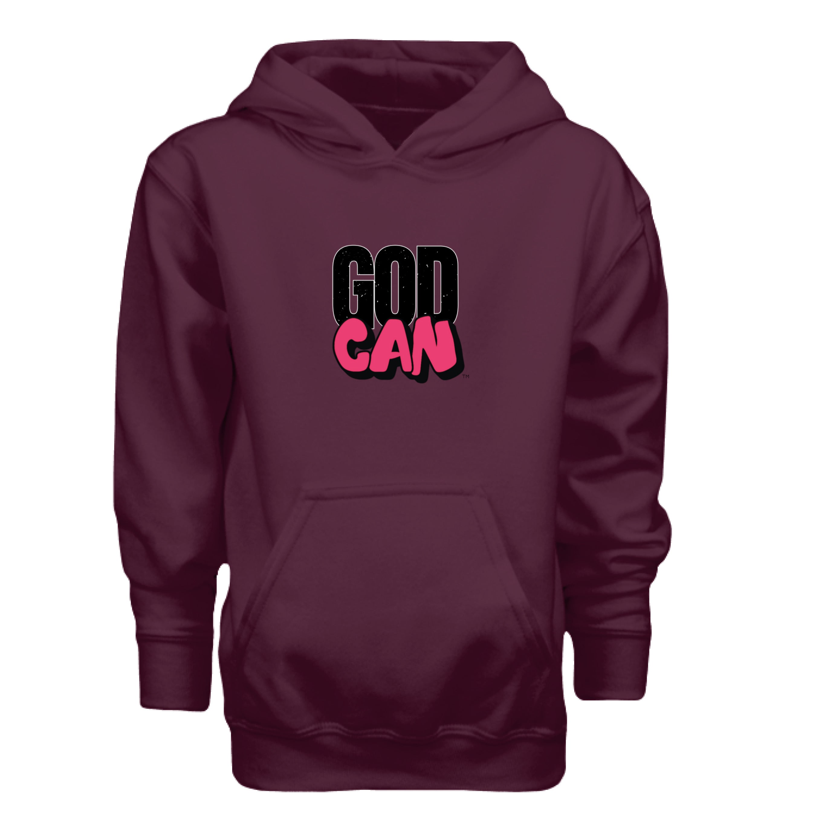 Signature GodCan Youth Hoodie Maroon - FRONT